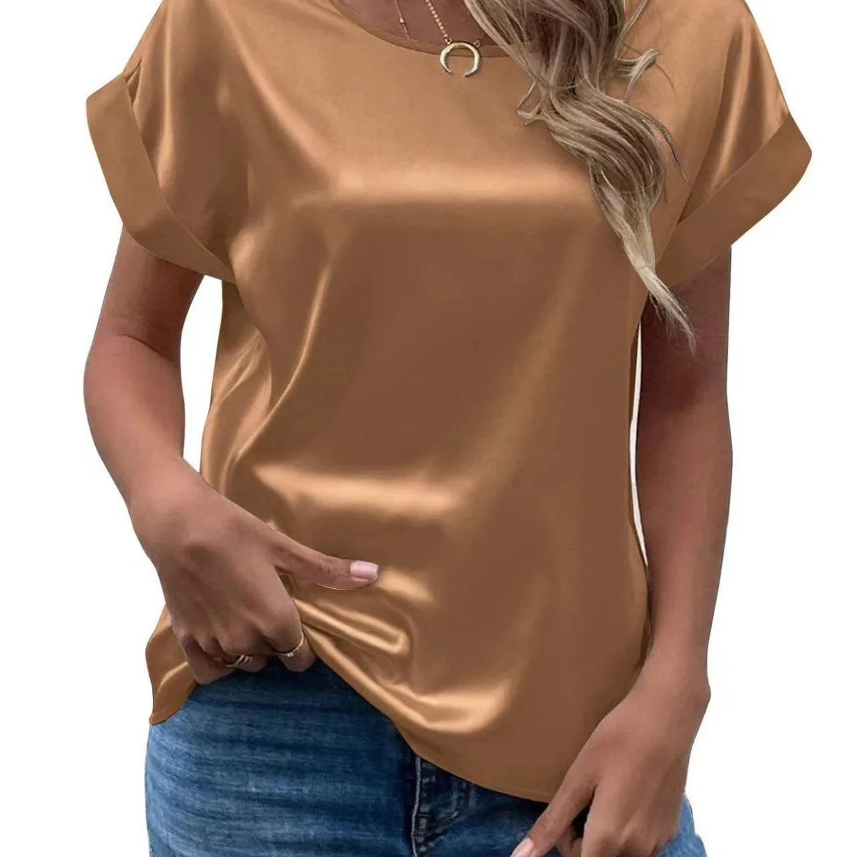 Blusas De Mujer Ofertas Женские летние стильные атласные блузки Рубашки Леди Повседневные