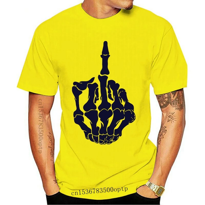 

Camiseta Unisex con estampado de dedos medios, camiseta divertida con estampado de esqueleto, 1