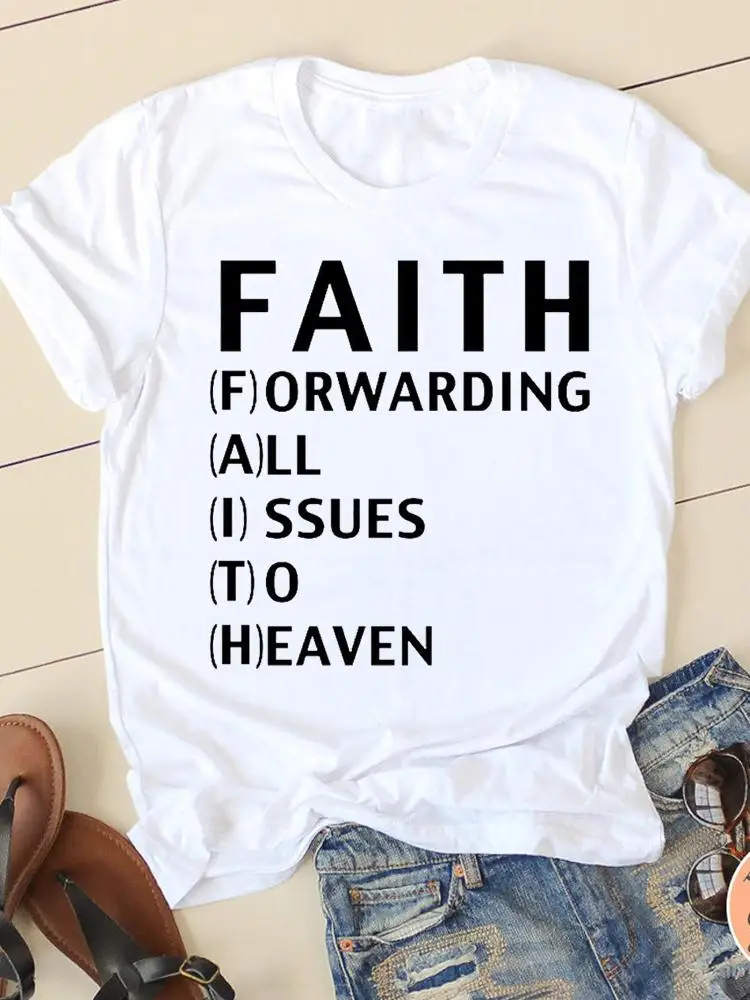 

Clothing Letter Faith Lovely Cute Short Sleeve Ladies Casual Women Graphic Tee Summer Spring T-shirts Female T Shirt Clothes
