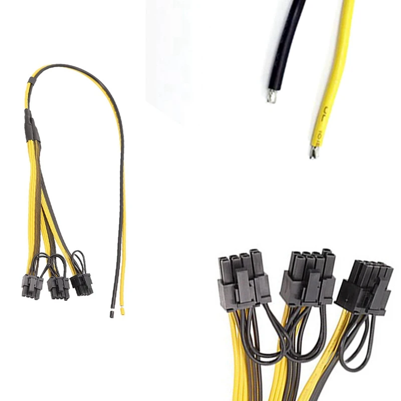 

Power Supply Cable 1 To 3 6P+2P Miner Adapter Cable 8Pin GPU Video Card Wire 12AWG+18AWG Cables For BTC Mining