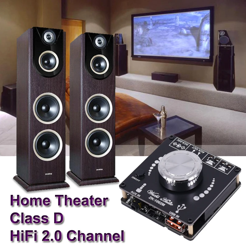 

2023 TPA3116D2 2*100W Bluetooth 5.0 Audio Power Amplifier Stereo HiFi Class D Digital TPA3116 USB Sound Card Mini Music AMP
