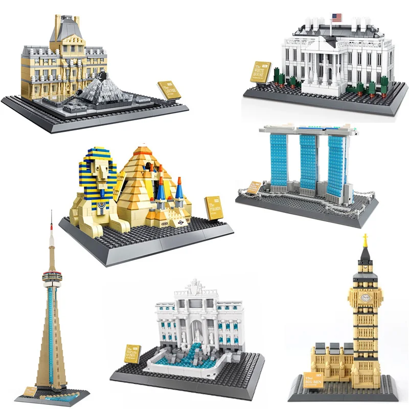 

WanGe City 2019 Compatible Architecture Colosseum London Paris Town Bridge Pyramid Building Blocks Children Assemble Bricks Toys