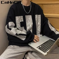 cnhnoh high street sweater mens brand ins spring and autumn loose round neck top autumn new trend hip hop streatwear