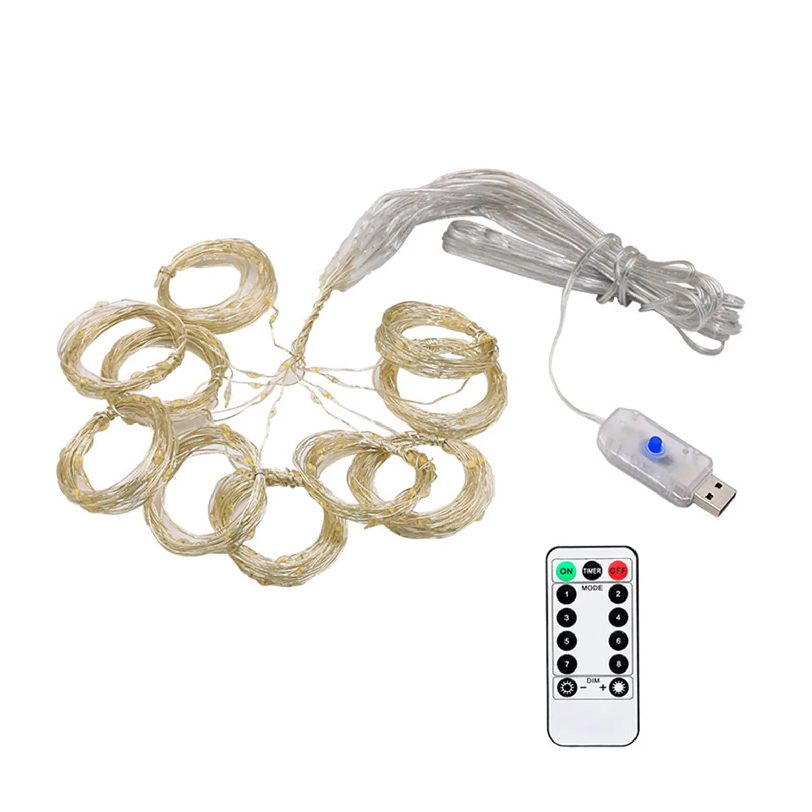 

100 LED Fairy Curtain Lights Kit Christmas String Hanging Lights with Remote Controller for Bedroom Indoor Outdoor THJ99