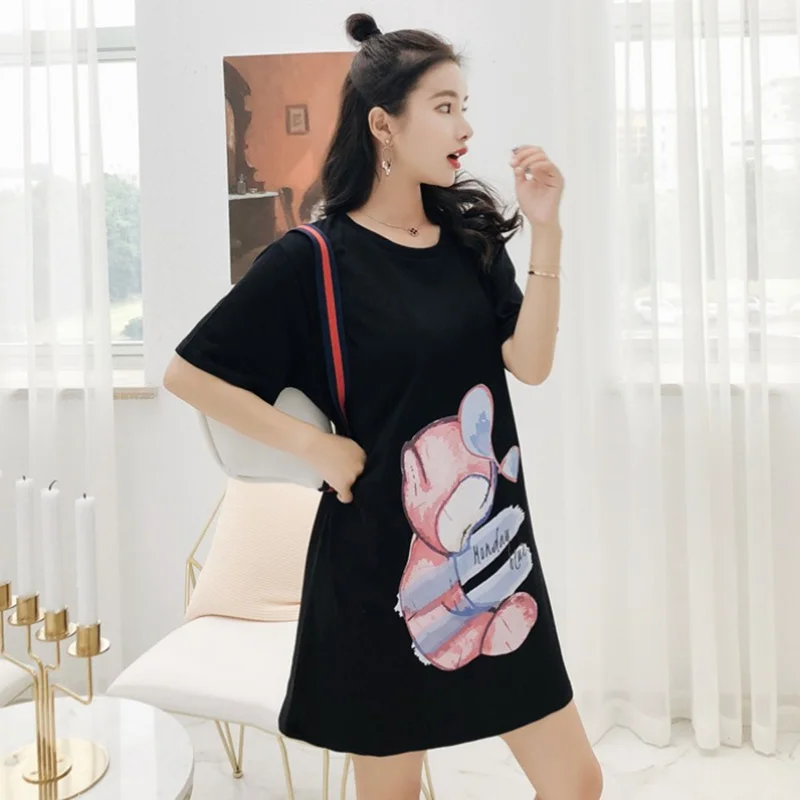 

Summer T-shirt Clothing Fashion Printing Big Sizes Tops Dress Plus Size Women Print O-Neck Clothes
