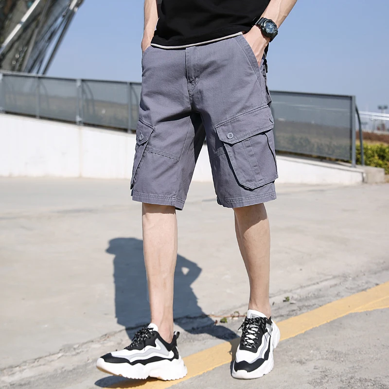 

Men's 2022 Summer New Men's Casual Pants Cargo Pants Blue Green Khaki Black Grey Shorts Multi Pocket Cargo Shorts Summer 38 36