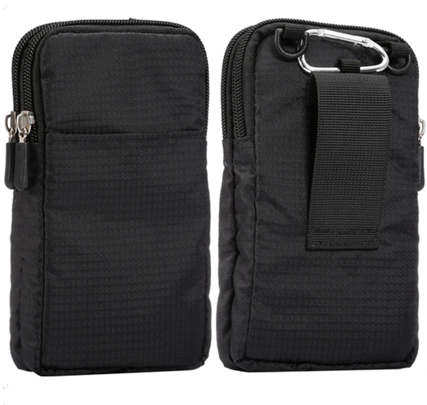 

Universal For All Below 66 inch Mobile Phones Pouch Outdoor 3 Pockets 2 Zippers Wallet Case Belt Clip Bag For smartphone