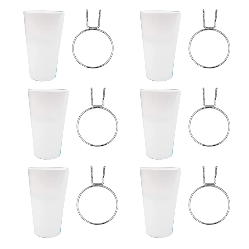 

6 комплектов, крючки с кольцами, крючки с кольцами, крючки для пегборда, чашки для пегборда, держатель для стакана, аксессуары (белые)