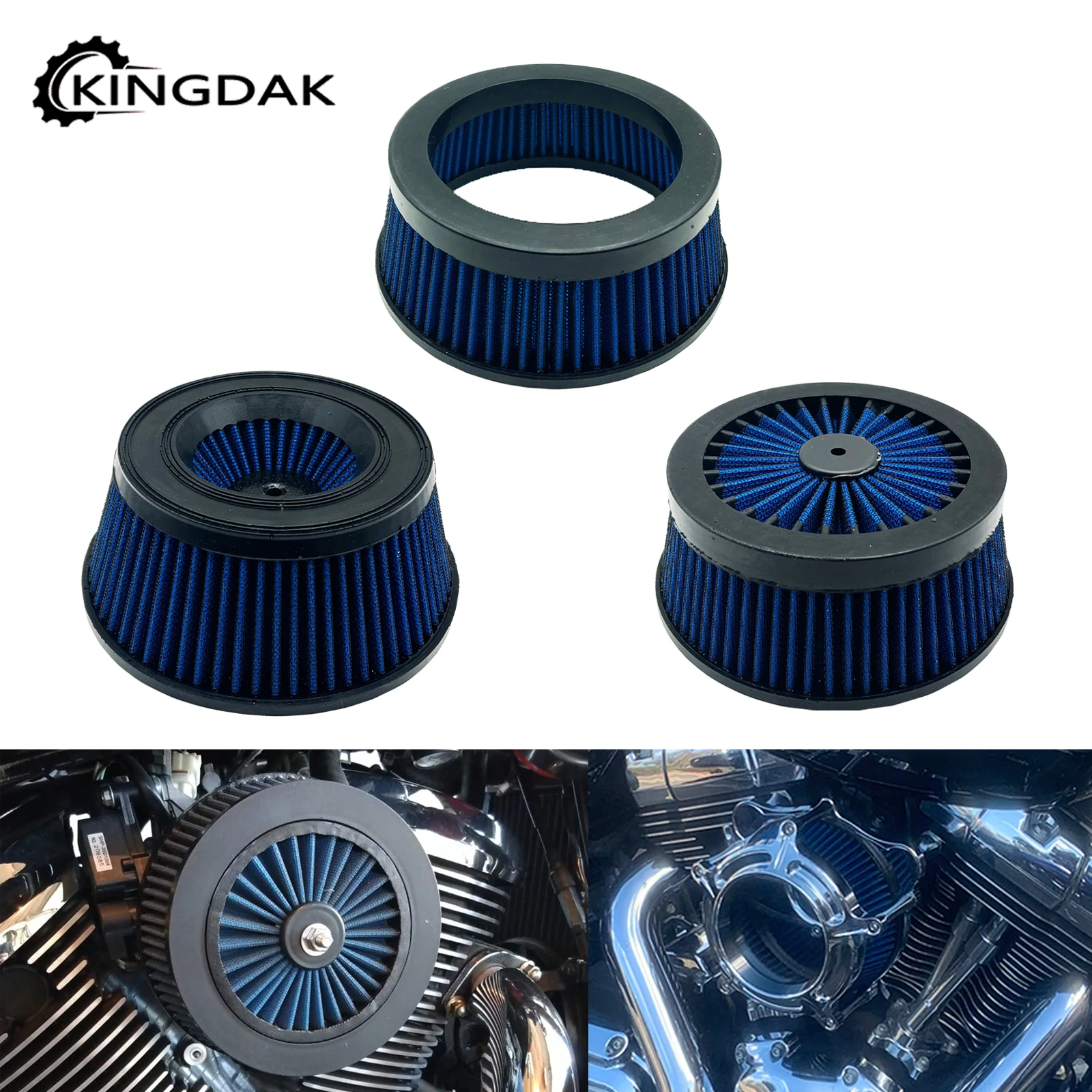 Синий воздушный фильтр для мотоцикла, запасной элемент для Harley Touring Sportster Iron 883 XL 1200 Dyna FXR Softail Fatboy FLST FXDLS