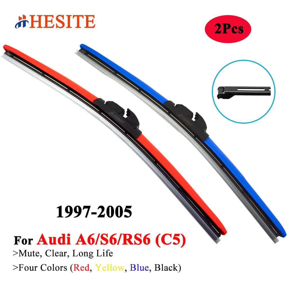 HESITE Colorful Car Windshield Wiper Blades For Audi A6 S6 RS6 C5 4B Sedan Wagon 1997 1998 1999 2000 2001 2002 2003 2004 2005