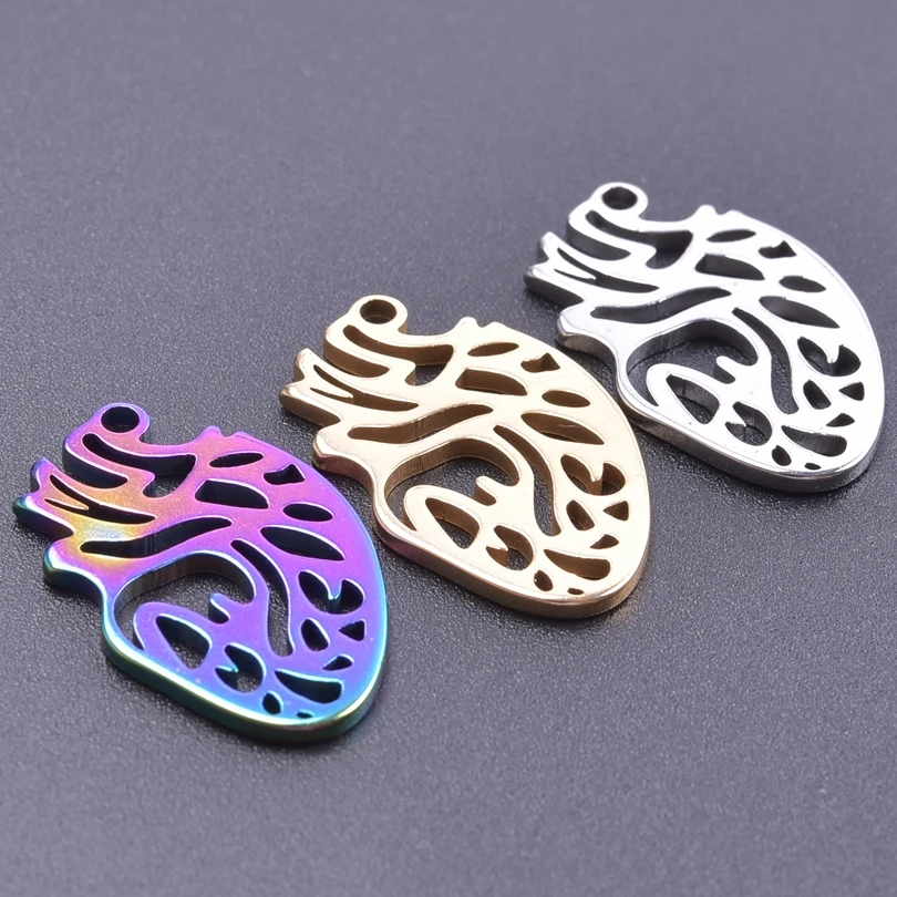 

6pcs/lot Human Heart Organ Charms Science Medicine Anatomical Stainless Steel Charms DIY Necklaces Jewelry Making Pendants Bulk