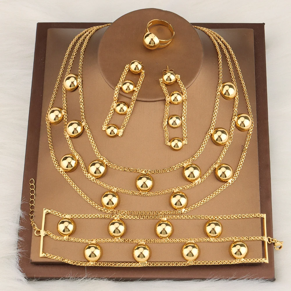 

African Vintage Jewelry Set Dubai Modern Women's Wedding Necklace Classic Elegance Earrings Accessories Ladies Party Gifts
