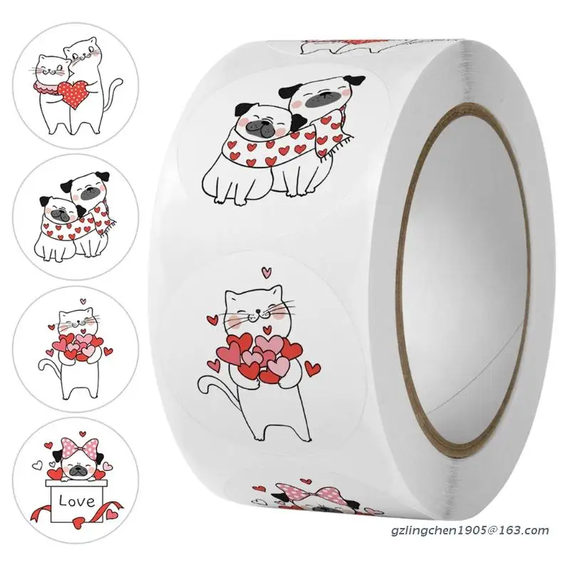 

500 шт., наклейки в виде сердца