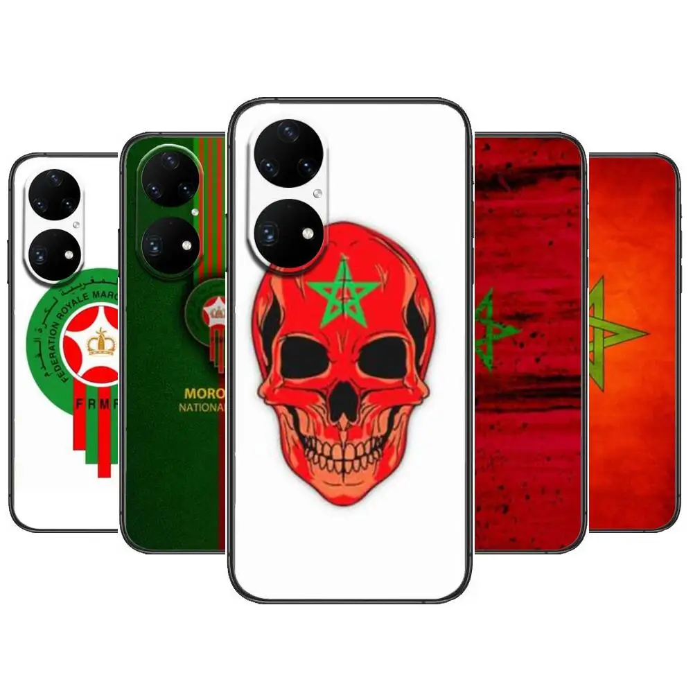 

Morocco Flag Phone Case For Huawei p50 P40 p30 P20 10 9 8 Lite E Pro Plus Black Etui Coque Painting Hoesjes comic fas