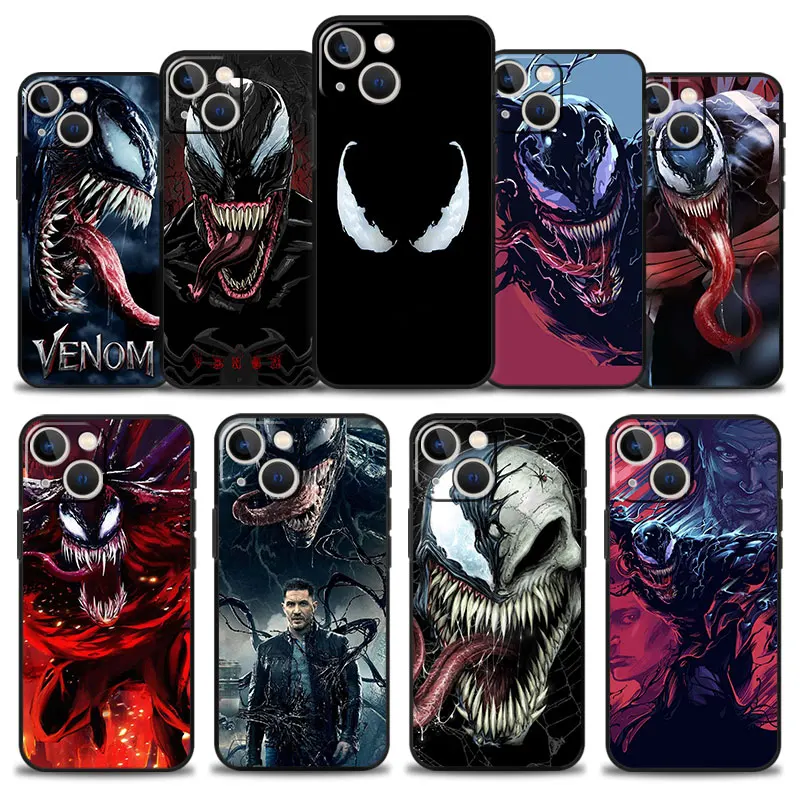

Phone Case for Apple iPhone 13 11 12 Pro Max Mini XS XR X 7 8 6 6S Plus SE 5 5S Cover Silicone Bumper Venom Marvel