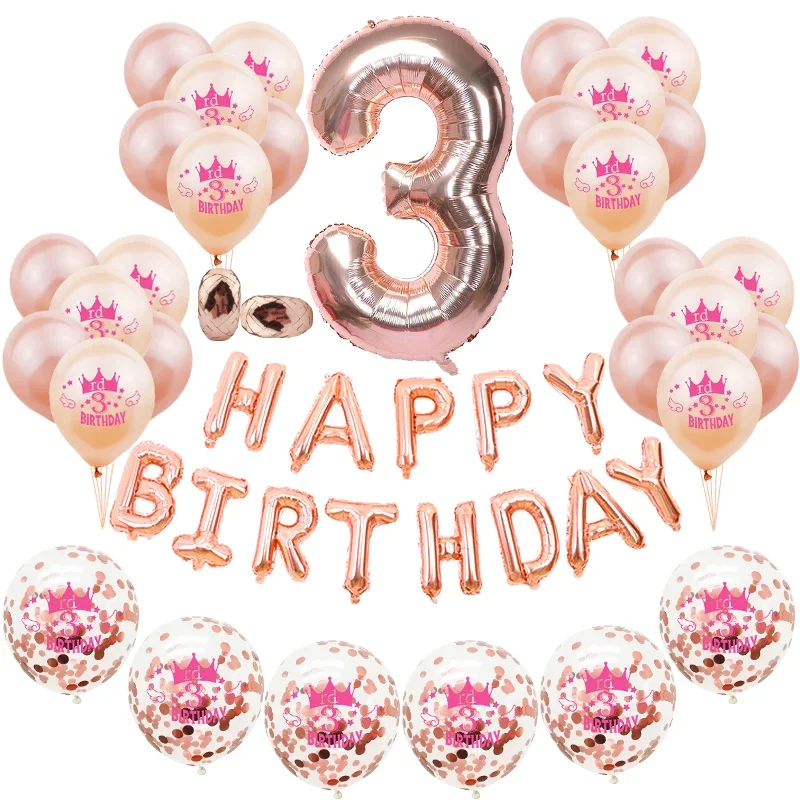 Розовые золотые шары AMAWILL для дня рождения 1-3 лет
