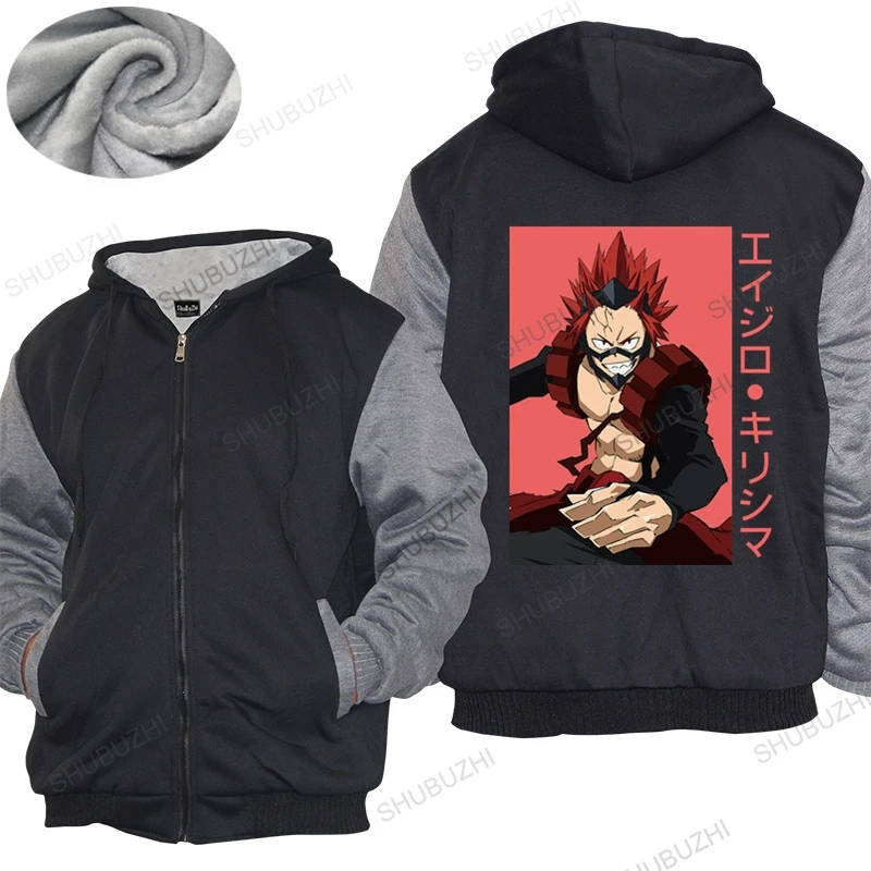 

Cotton warm coat Men winter zipper Men thick hoody Eijiro Kirishima warm coat Men Casual Cotton Brand thick hoody drop shipping