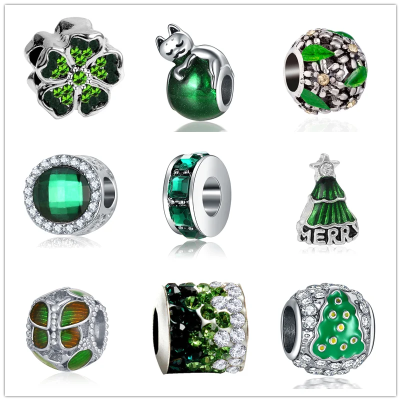 

2022 Crystal Green Charms Big Zircon Brand Flowers Butterfly Charm Beads Fit Original Bracelets & Bangles Women Jewelry DIY