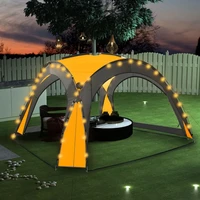 patio party tent with led and 4 sidewalls polyester garden sunshade awning garden decoration yellow 3 6x3 6x2 3 m