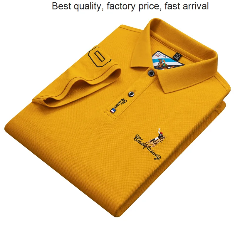 

Высококачественная Роскошная брендовая футболка-поло из хлопка с коротким рукавом дышащая Однотонная рубашка деловой Топ повседневный му...