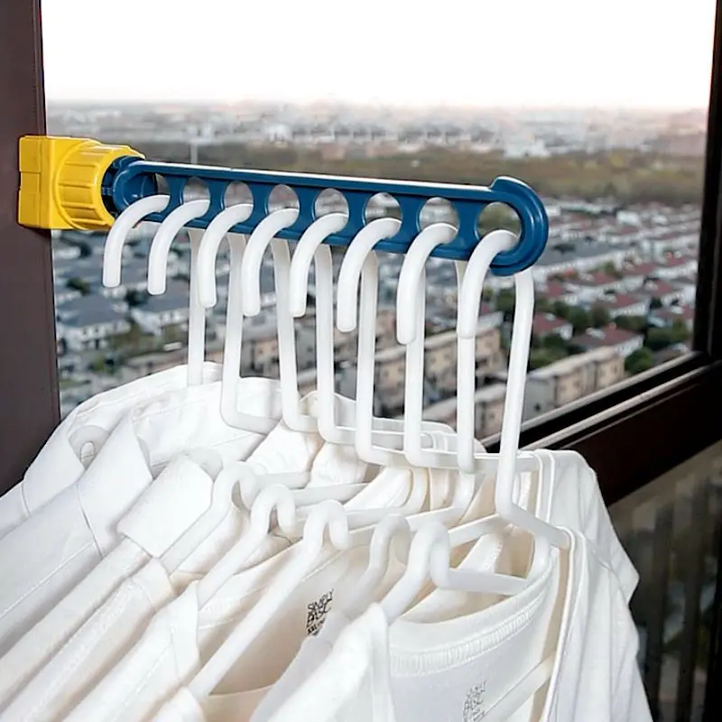 

Вешалка для одежды на окно в домашнем общежитии с 8 отверстиями, портативная вешалка для сушки окон в помещении, подвесная вешалка для одежд...