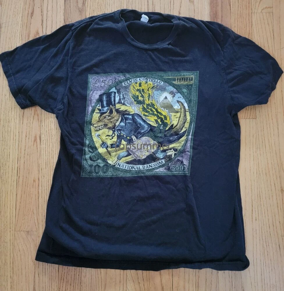 

Elvise Costello National Ransom • Tultex T-Shirt 2010 • Large • Free Us Shipping