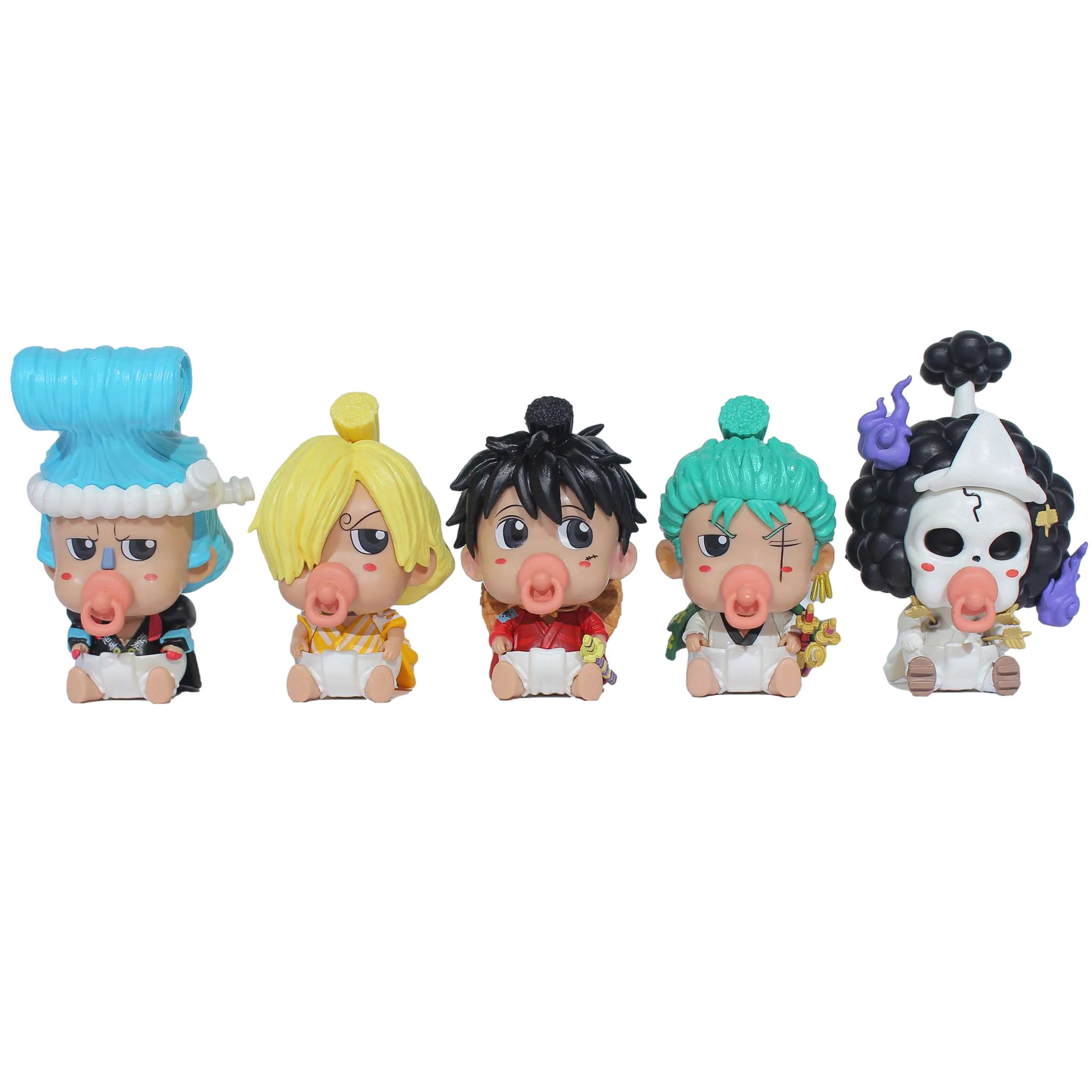 

10cm One Piece FigureNipple Luffy Nami Roronoa Zoro Franky Brook Anime Action Figures Q Version Hand Made Toys Kawaii Model
