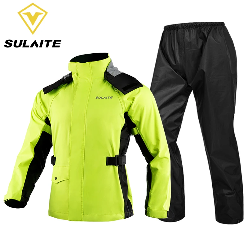 

Sulaite Men Motorcycle Raincoat Motorbike Rain Suit Moto Raincoat Rain Coat Jacket Pants Biker Rain Set Waterproof Motorcyclist