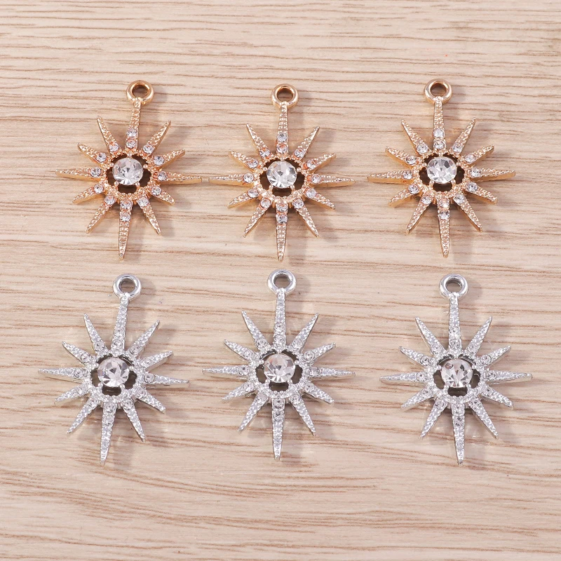 

10pcs 21x29mm Elegant Crystal Sun Charms Pendants for Drop Earring Necklace DIY Handmade Bracelets Jewelry Making Accessories