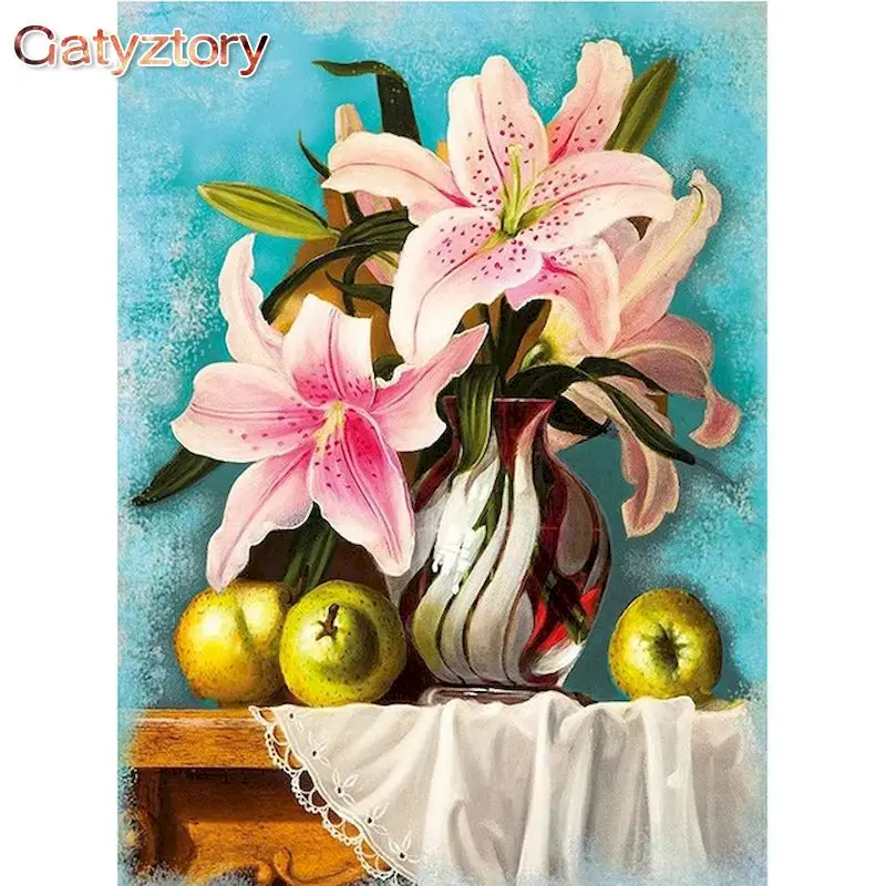 

GATYZTORY DIY Painting By Numbers For Adults Flower 60x75cm Picture By Numbers On Canvas Frameless Home Decor Unique Gift