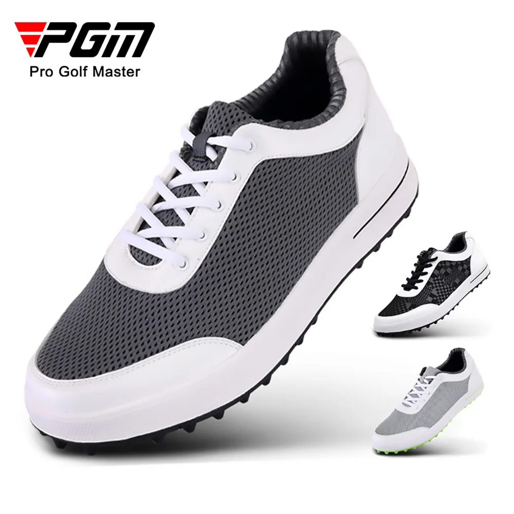PGM Summer Golf Shoes Men Breathable Air Mesh Ultra Light Sports Shoes Fixed Shoes Nail Anti-Skid Golf Sneakers With Shoes Bags