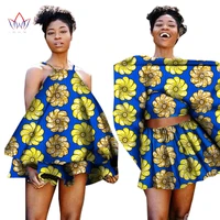 plus size women clothing two piece set african printed wax suit women top and skirt set sleeveless dashiki sets cotton wy1028
