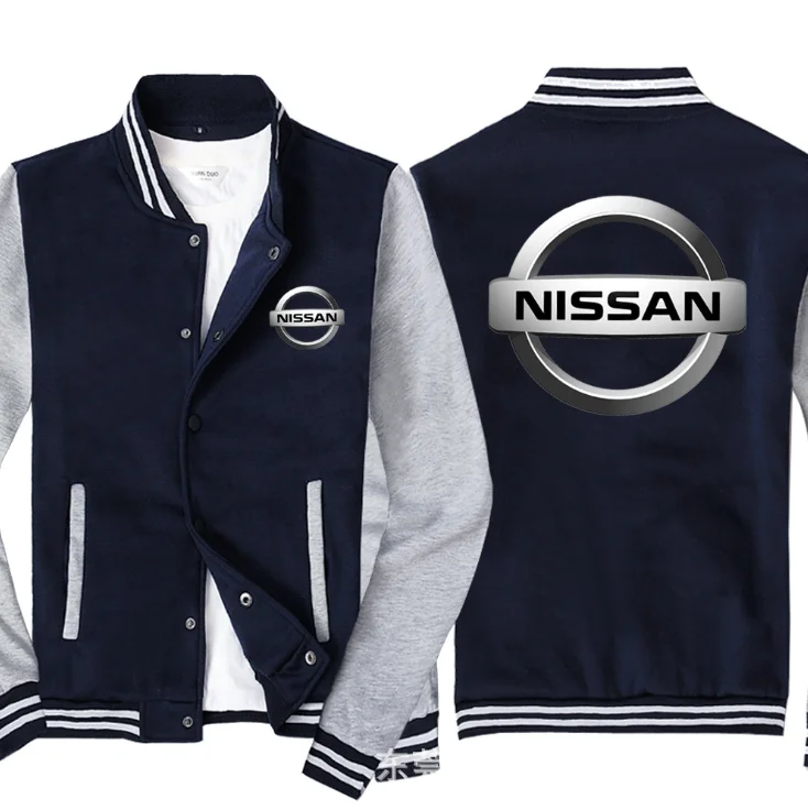 

Новинка 2022, бейсбольная куртка на весну и осень, флисовая хлопковая приталенная куртка, толстовка с логотипом автомобиля NISSAN, модная в стиле хип-хоп