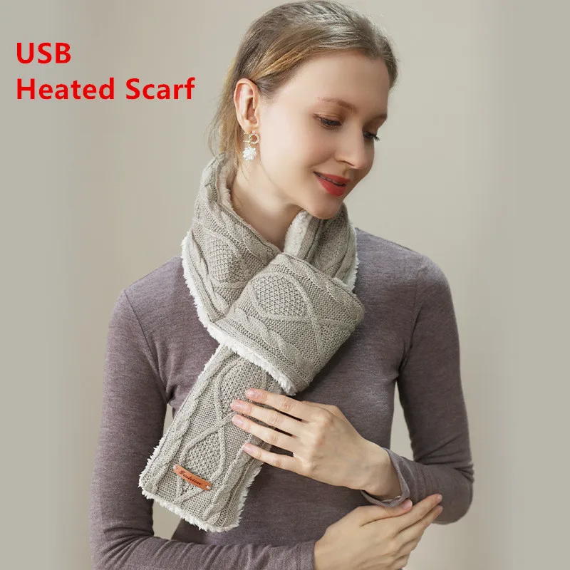 

New Arrival Winter Heated Scarf New Neck Heating Pad Three Temperture Seting Scarf USB Heated Scarf for Women Winter Men Scarf