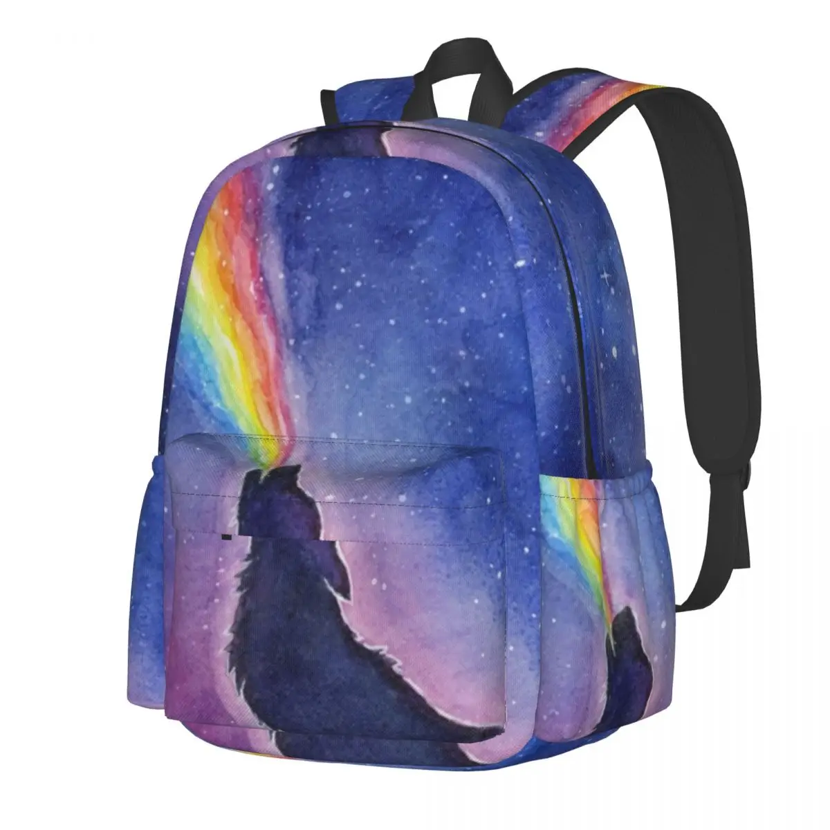 

Забавный рюкзак с волком Радуга в космосе рюкзаки для отдыха для мальчиков и девочек уличный стиль Большие Школьные сумки индивидуальный рюкзак