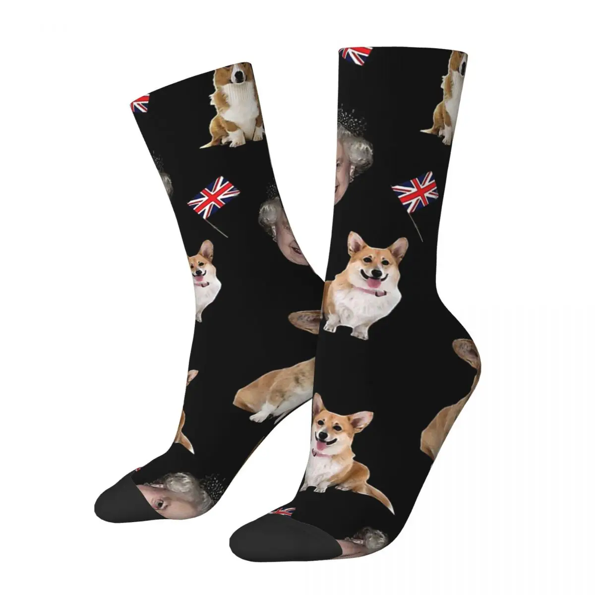 

Hip Hop Retro Elizabeth Crazy Men's compression Socks Unisex Corgi Harajuku Pattern Printed Funny Novelty Happy Sock Boys Gift
