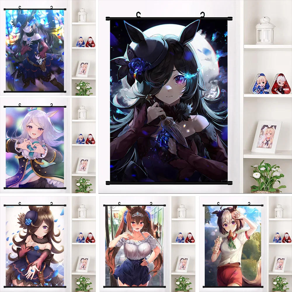 

Scroll Pretty Derby Canvas Picture Wall Taiki Shuttle Hanging Maruzensky Daiwa Painting Home Tokai Teio Poster Art Room Decor