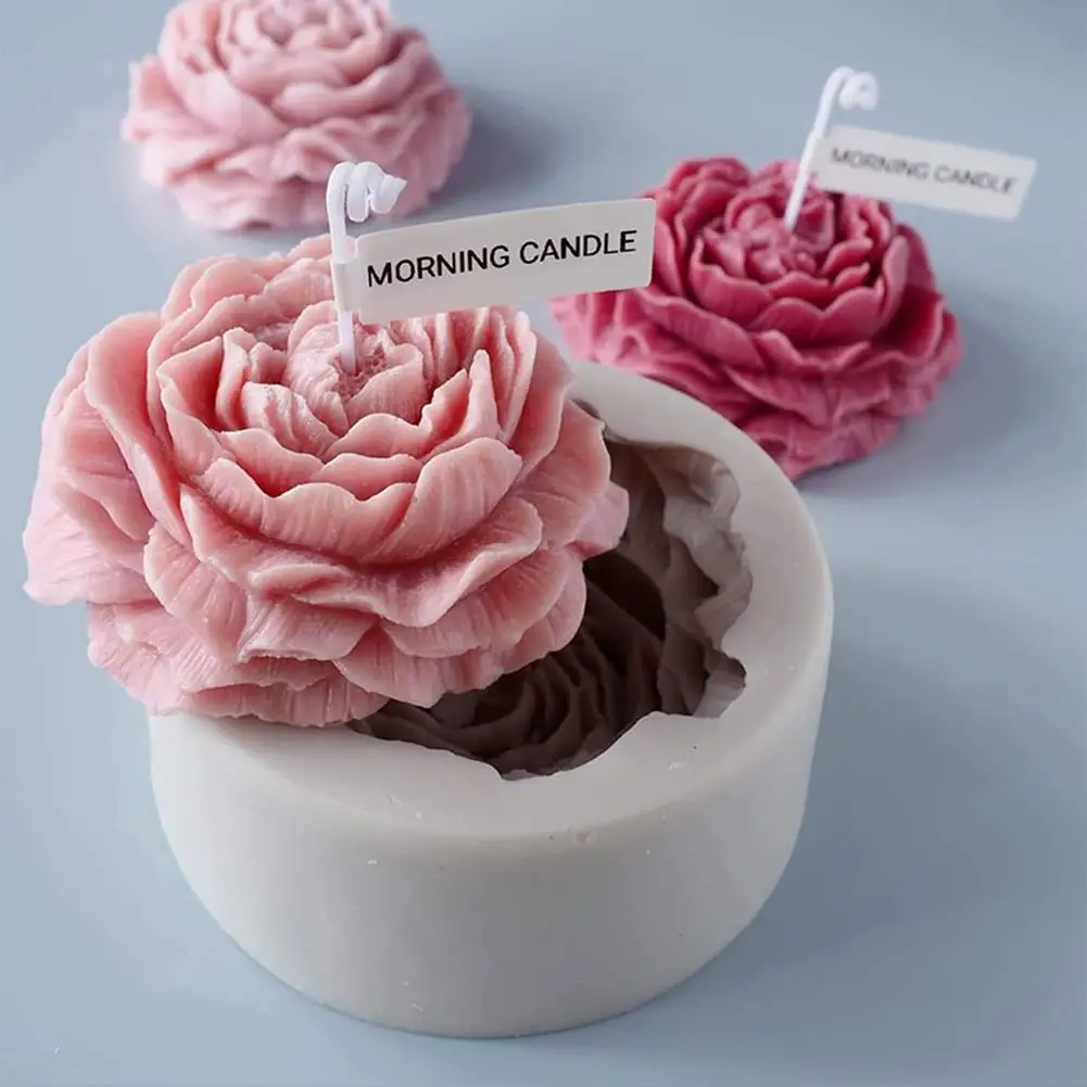 

Silicone Candle Mould 3D DIY Peony Flower Soap Mold Handmade Gift For Food Grade Scented Candles Chocolate Ice Cream Soap