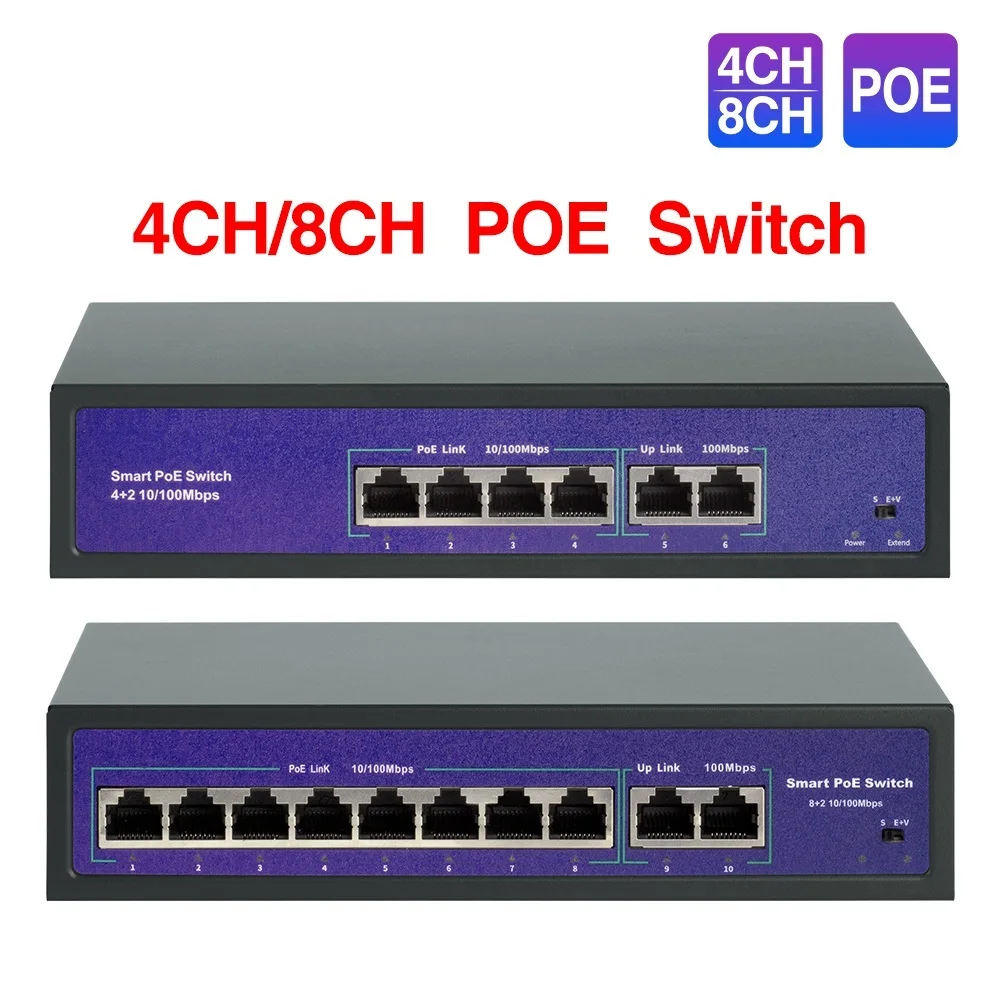 

Сетевой POE коммутатор 4CH 8CH 52V с 10/100 Мбит/с IEEE 802,3 af/at, IP-камера/Беспроводная система AP/ CCTV