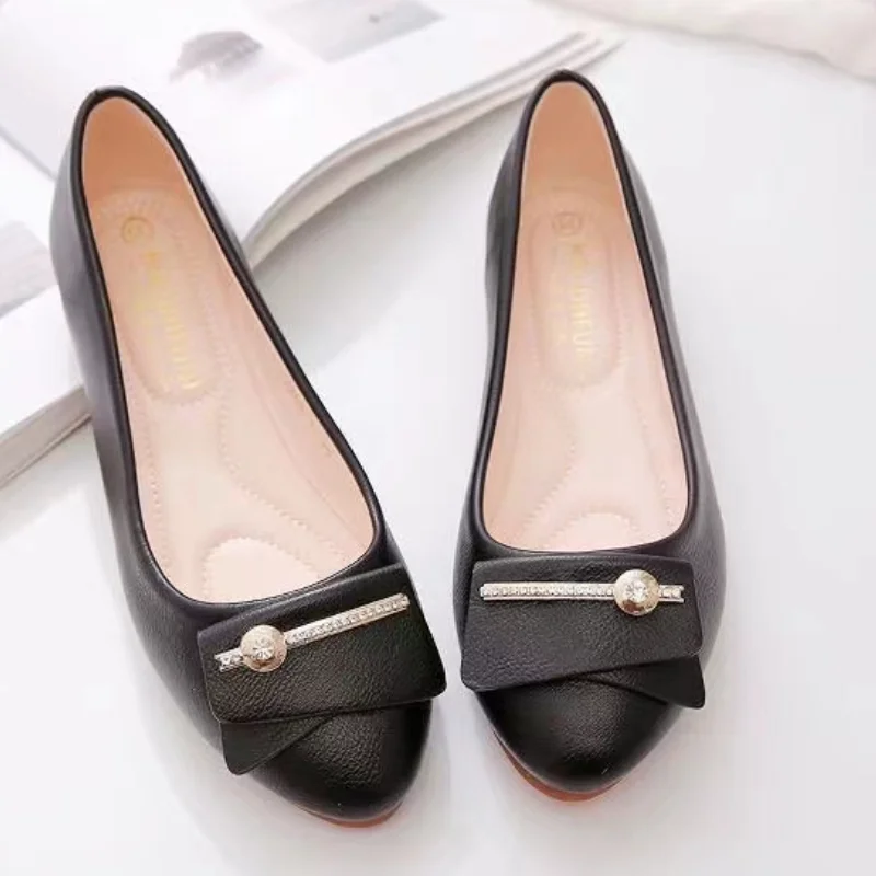 

Office Work Women Single Shoes 2023 Spring Soft Leather Flats Slip on Women Casual Shoes Concise Non Slip Soft Sole Women Shoes