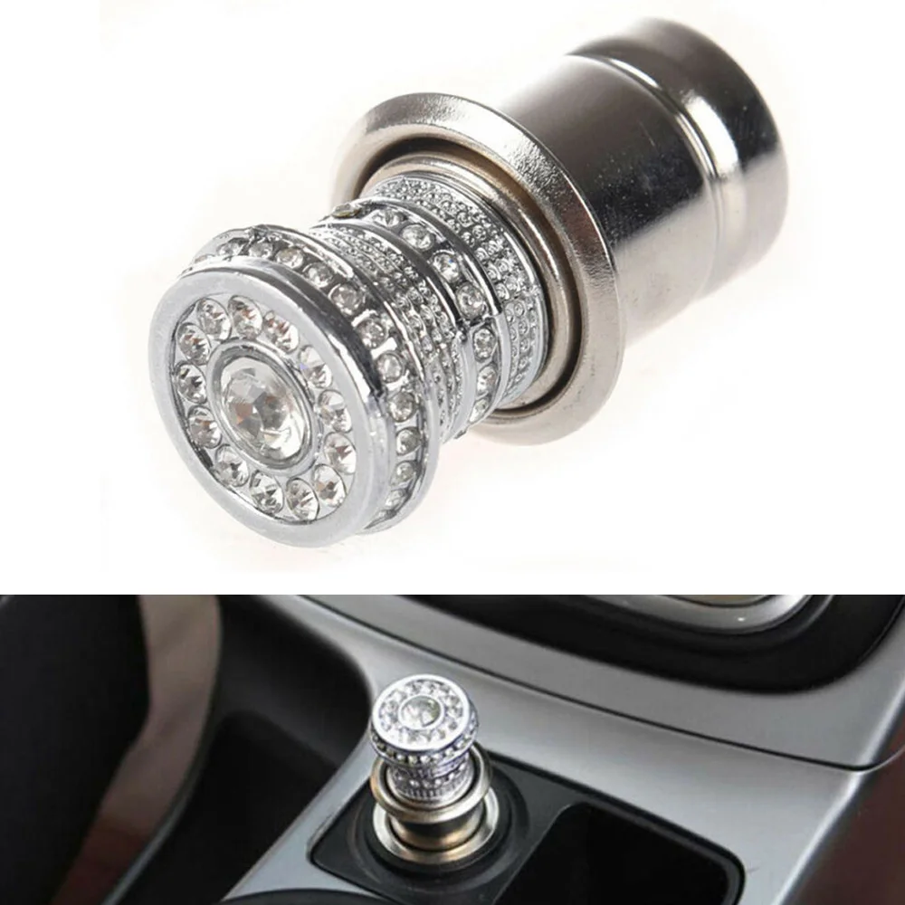 

Tobacco Car Lighter Bling Car Ignition Tool 12V Silver 1.9x1.1Inches Interior