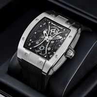 oblvlo top watch brand sport watch for man square skeleton watch steel automatic mechanical watch rubber strap watches em s