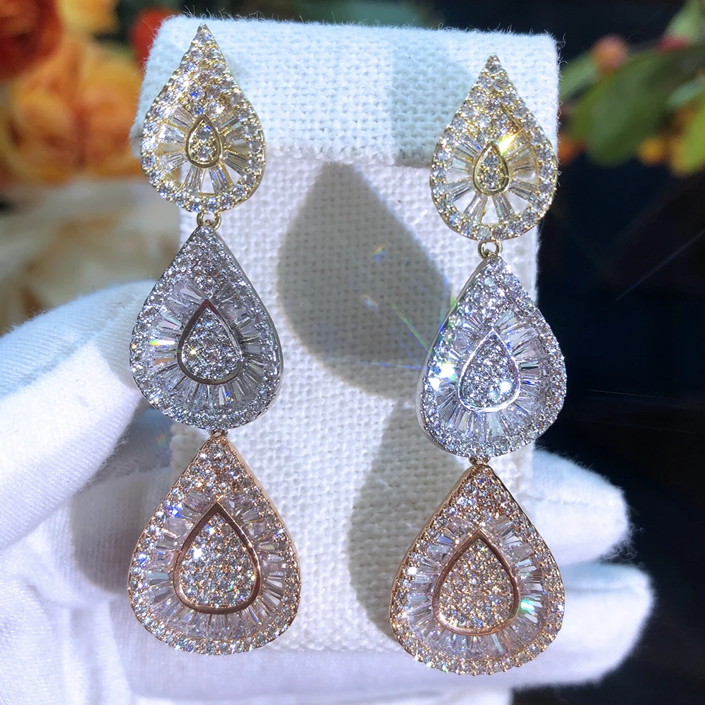 

Blachette Gorgeous Fashion Waterdrop Pierced Cubic Zirconia Dangle Hanging Earrings For Women Wedding Show Daily Anniversary