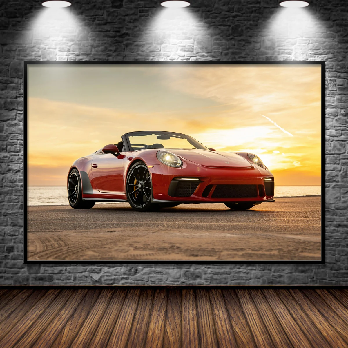Supercar Sunset Porsches 911 Speedste красная машина HD картины плакаты на стену картины на холсте для домашнего декора комнаты без рамки
