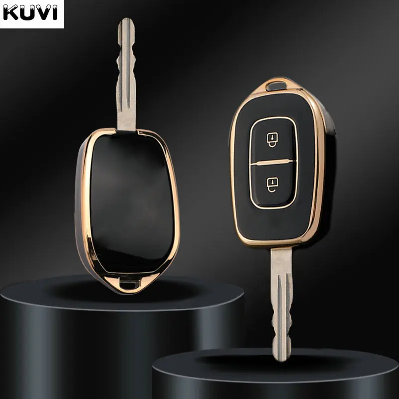 2 кнопки модный ТПУ брелок для дистанционного ключа чехол Renault Duster Sandero Logan Clio Captur