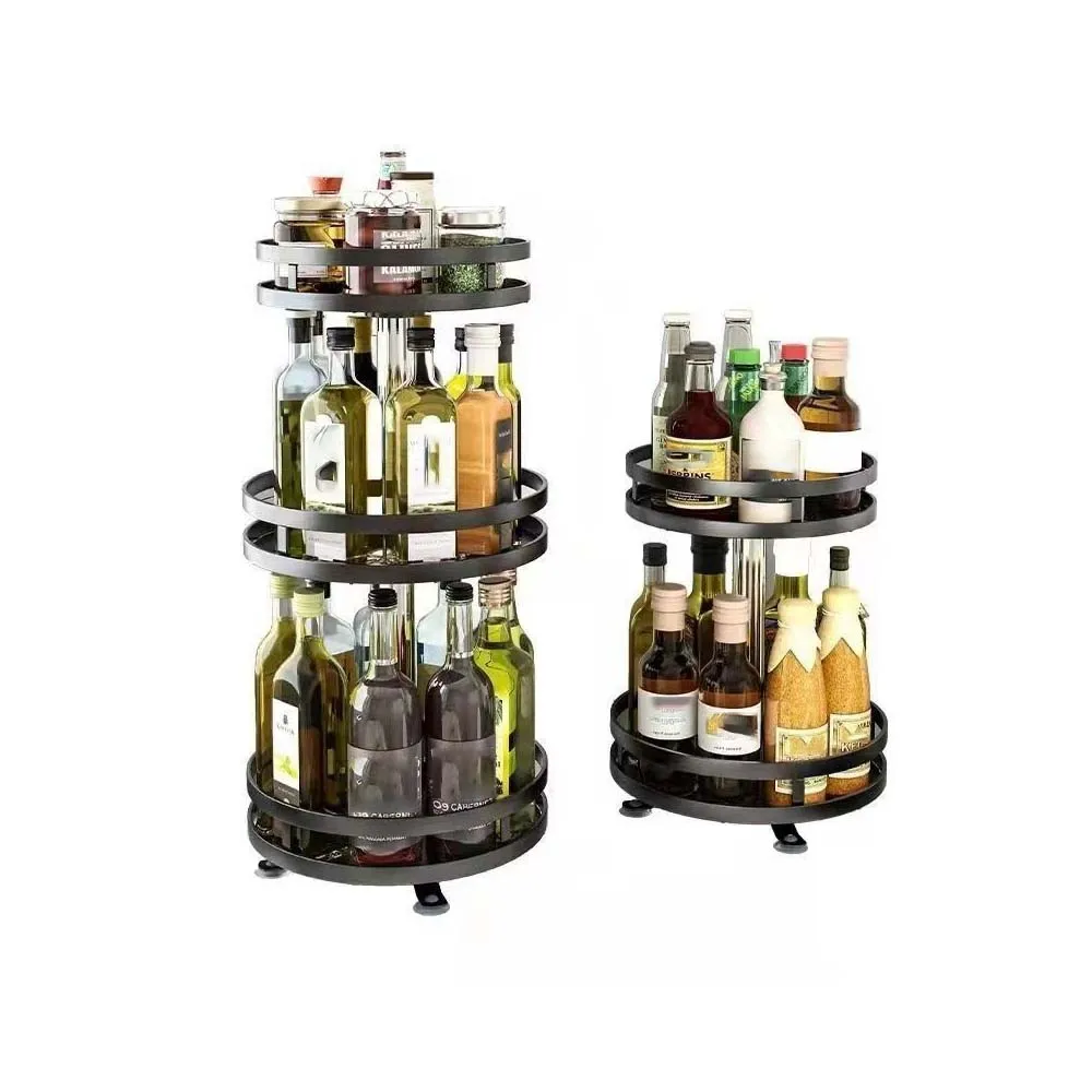 

Spice Rack Kitchen Storage Rack Non Skid Adjustable Up And Down 360°Rotation Seasoning Bottle Jar Cans Plate Tray Convenient