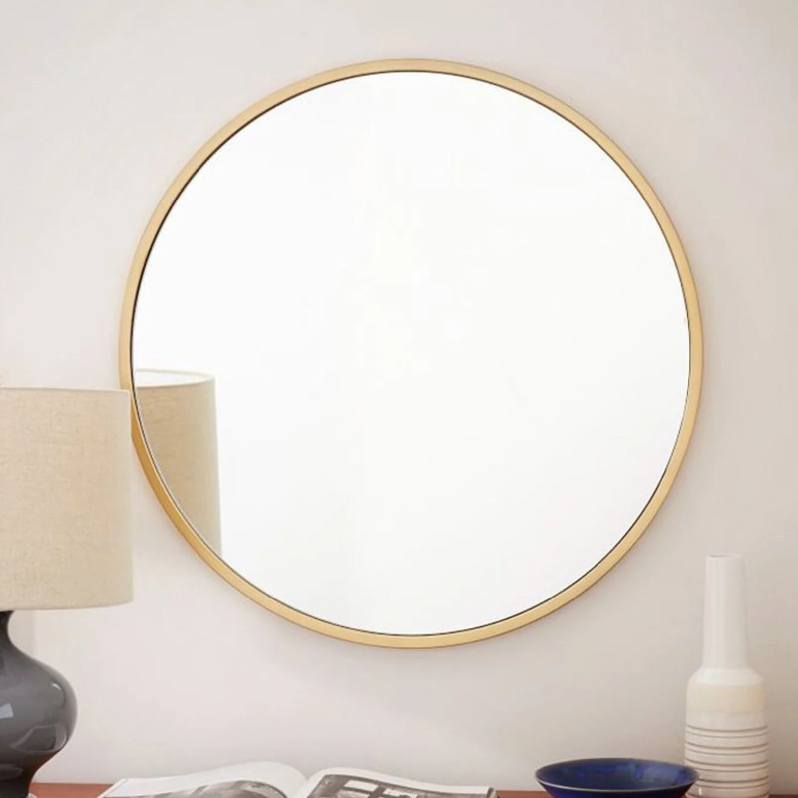 

Bath Mirror Round Mirror Wall Mirror Modern Makeup Mirror Gold 80X80cm Mirror