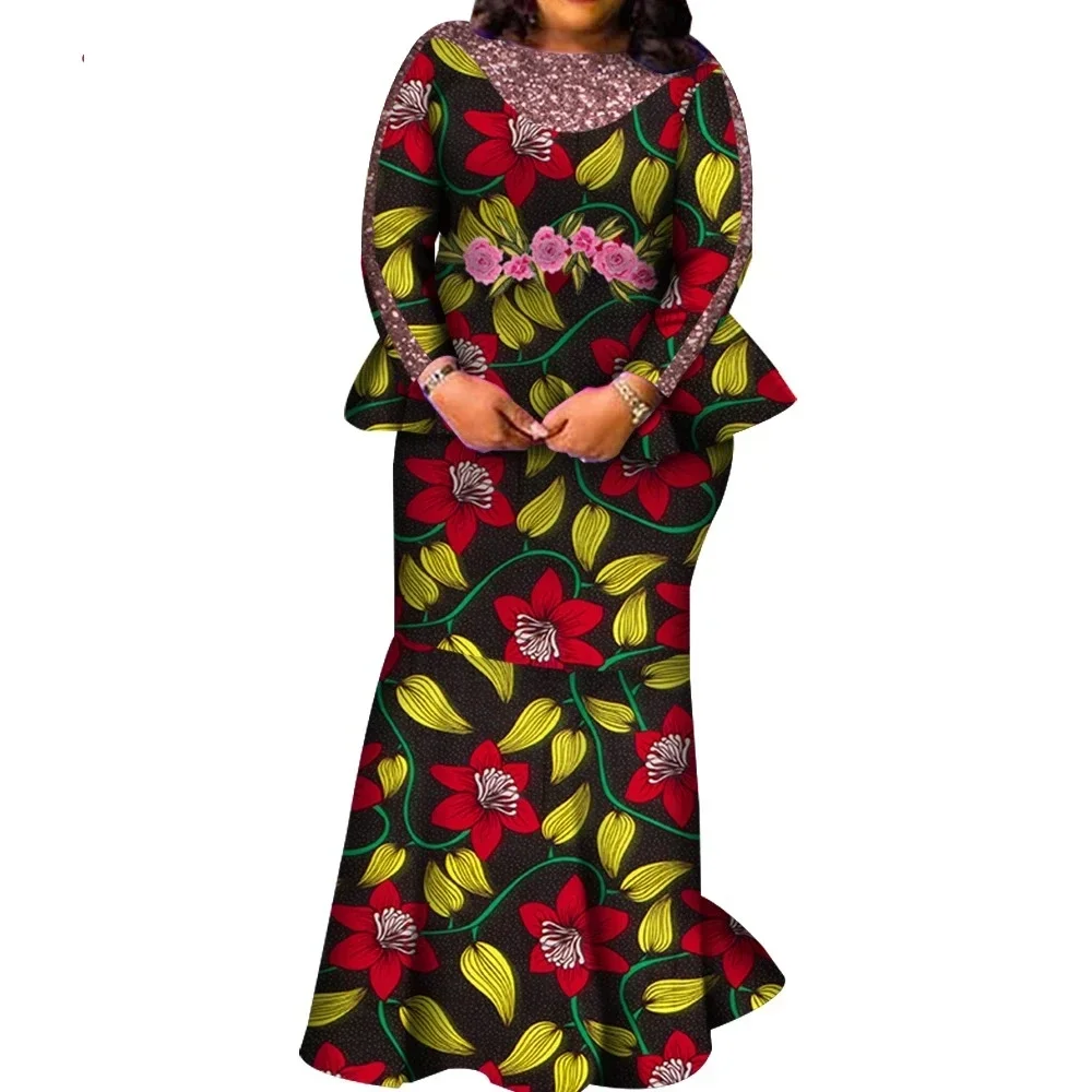 Популярный дизайн с длинным рукавом костюм из 2 предметов африканская женская