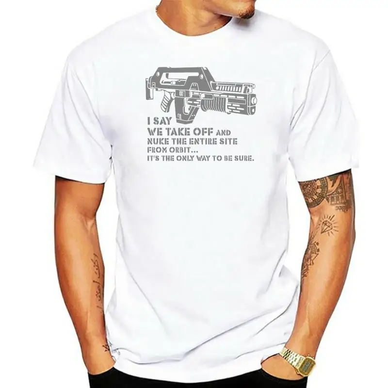 

ALIENS Nuke From Orbit t-shirt M41A PULSE RIFLE FILM HICKS RIPLEY ALIEN SLOGAN