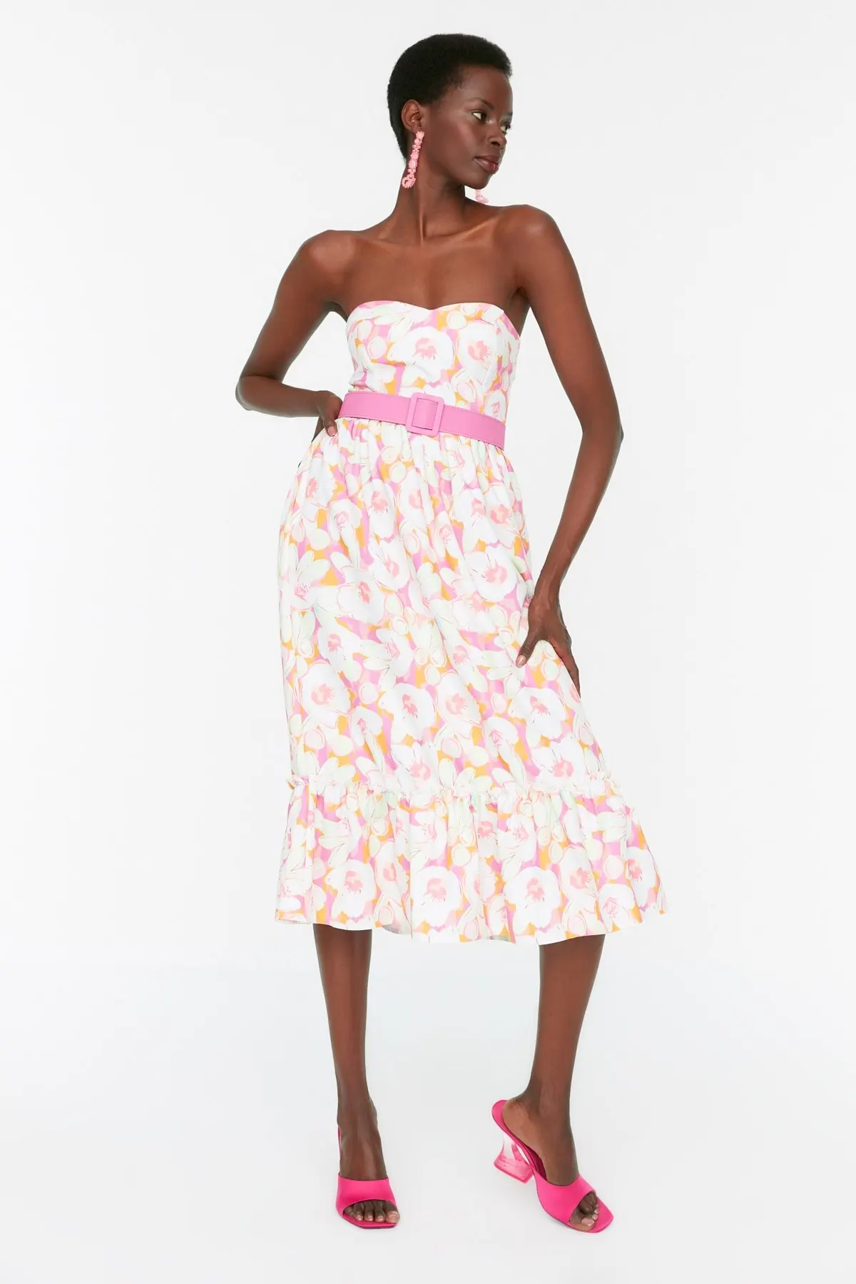 

Women's Dress Multi Colored Belt Detailed Elegant Fashion Casual Casual Comfortable Short Sleeve Summer Boho Beach Dress